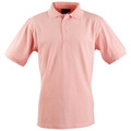 Light pink cotton polo shirt with ribbed collar and three-button placket