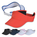 Coral sports visor with adjustable velcro strap shown with white and navy colour options