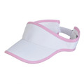 White microfibre sports visor with soft pink contrast trim and adjustable back strap