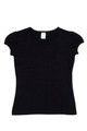 Black girls t-shirt with puff sleeves and crew neckline laid flat on white background