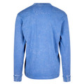Blue ZAC Men's Stone Washed Cotton Long Sleeve T-Shirt, a comfortable vintage-look tee with a unique washed finish, perfect for casual everyday wear.