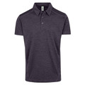 Charcoal marl short-sleeve polo shirt with three-button placket and tonal shoulder stitching detail