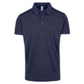 Navy marled polo shirt with collar, button placket and contrast shoulder stitching detail