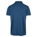 Navy blue marle polo shirt back view with contrast stitching detail on raglan sleeves and collar
