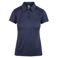 Navy marl women's polo shirt with collar and button placket in heathered polyester fabric