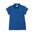 Royal blue marl polo shirt with button placket, collar and short sleeves with decorative stitching detail