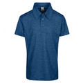 Kids cobalt blue marl polo shirt with three-button placket, spread collar, and subtle texture