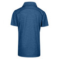 Back view of heathered navy blue CoolDry polo shirt with short sleeves and contrast stitching detail