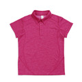 Kids hot pink marl polo shirt with two-button placket, flat collar and raglan-style short sleeves