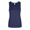 Navy marl women's singlet with round neckline and side seam detailing