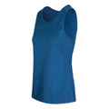 Deep blue marle women's athletic singlet with contrast stitching detail and curved hem