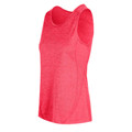 Coral pink marle sleeveless singlet with curved hem and visible stitching detail