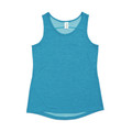 Turquoise marl women's sleeveless singlet with curved hem and contrast inner neck trim