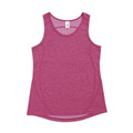 Heathered raspberry marl sleeveless singlet with curved hem and visible stitching detail