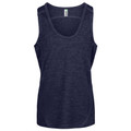 Navy marl CoolDry sleeveless singlet with scoop neck and contrast stitching detail