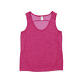 Fuchsia marl kids singlet with mesh upper chest panel and scoop neckline, flat lay
