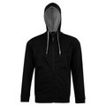 Black+Grey | Shop Blank Zip Contrast Fleecy Hoodie Jacket