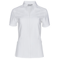 Womens Full Zip Front Short Sleeve Tunic White M8636S Blank Clothing