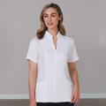 Womens Full Zip Front Short Sleeve Tunic White M8636S Blank Clothing