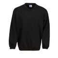Black V-neck fleece sweater with ribbed cuffs and hem, unisex fit with smooth front panel for decoration