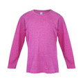 Pink NASH Kids Plain Heather Long Sleeve T-Shirt, a soft cotton-blend tee for children with a heathered fabric finish, perfect for layering or comfortable casual wear.