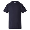 Navy crew neck cotton t-shirt with short sleeves and smooth flat front panel