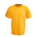 Gold crew neck kids cotton t-shirt with short sleeves and smooth front panel