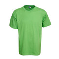 Lime green kids crew neck t-shirt with short sleeves and contrast darker green neckline trim