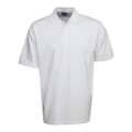 White Carlton plain unisex short sleeve polo shirt made from 100% cotton jersey knit, a smooth classic design ideal for work uniforms and custom embroidery.