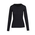 Black women's long sleeve tee with fitted silhouette and crew neckline