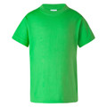 Apple green kids crew neck short sleeve t-shirt with smooth chest panel, ghost mannequin packshot