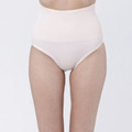 Pale pink high-waisted maternity compression briefs with wide elasticated waistband and full coverage design