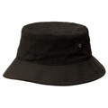 Black cotton bucket hat with contrasting sandwich brim and metal eyelet detail