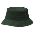 Forest green bucket hat with contrast sand-coloured brim trim and metal eyelet