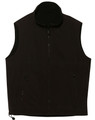 Black polar fleece vest with full zip closure, high collar, and zippered hand pockets
