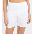 White mid-thigh length full coverage bike shorts with elasticated waistband and smooth finish