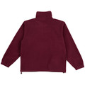 Maroon polar fleece pullover with half zip and high collar, back view showing elastic cuffs