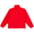Bright red polar fleece pullover with high neck and half zip closure, shown from back