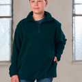 Dark teal kids polar fleece pullover with half zip and stand collar