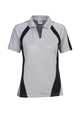 Grey+Black Grace Ladies Coolfast short sleeve polo shirt with mini waffle knit, ideal for activewear and team uniforms.