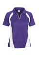 Purple+White Grace Ladies Coolfast short sleeve polo shirt with mini waffle knit, ideal for activewear and team uniforms.