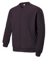 Charcoal fleece bomber jacket with full zip front, ribbed cuffs and hem, side pockets