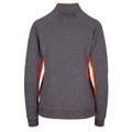 Charcoal grey high neck jacket with orange and white contrast side panels and raglan sleeves