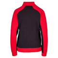 Ladies high neck jacket with black body and red raglan sleeves in heavyweight fabric