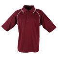 Maroon+White Arlo Men's Cooldry Contrast Piping Raglan Polo Shirt, a moisture-wicking and quick-drying athletic top ideal for team uniforms, sports, or corporate wear.