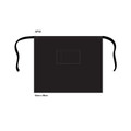 Black long waist apron with ties and front pocket panel for decoration