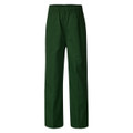 Bottle green boys school long pants with elasticated waist and straight leg, flat lay packshot