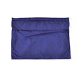 Royal blue nylon satchel bag with fold-over flap closure and diagonal strap detail, flat lay