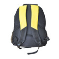 Yellow and charcoal grey backpack with padded shoulder straps and contrast colour panel design