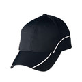 Black ripstop cap with white contrast piping detail along panels and peak